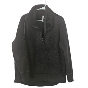 Athleta Talus Black Sherpa Half Zip Pockets Size M